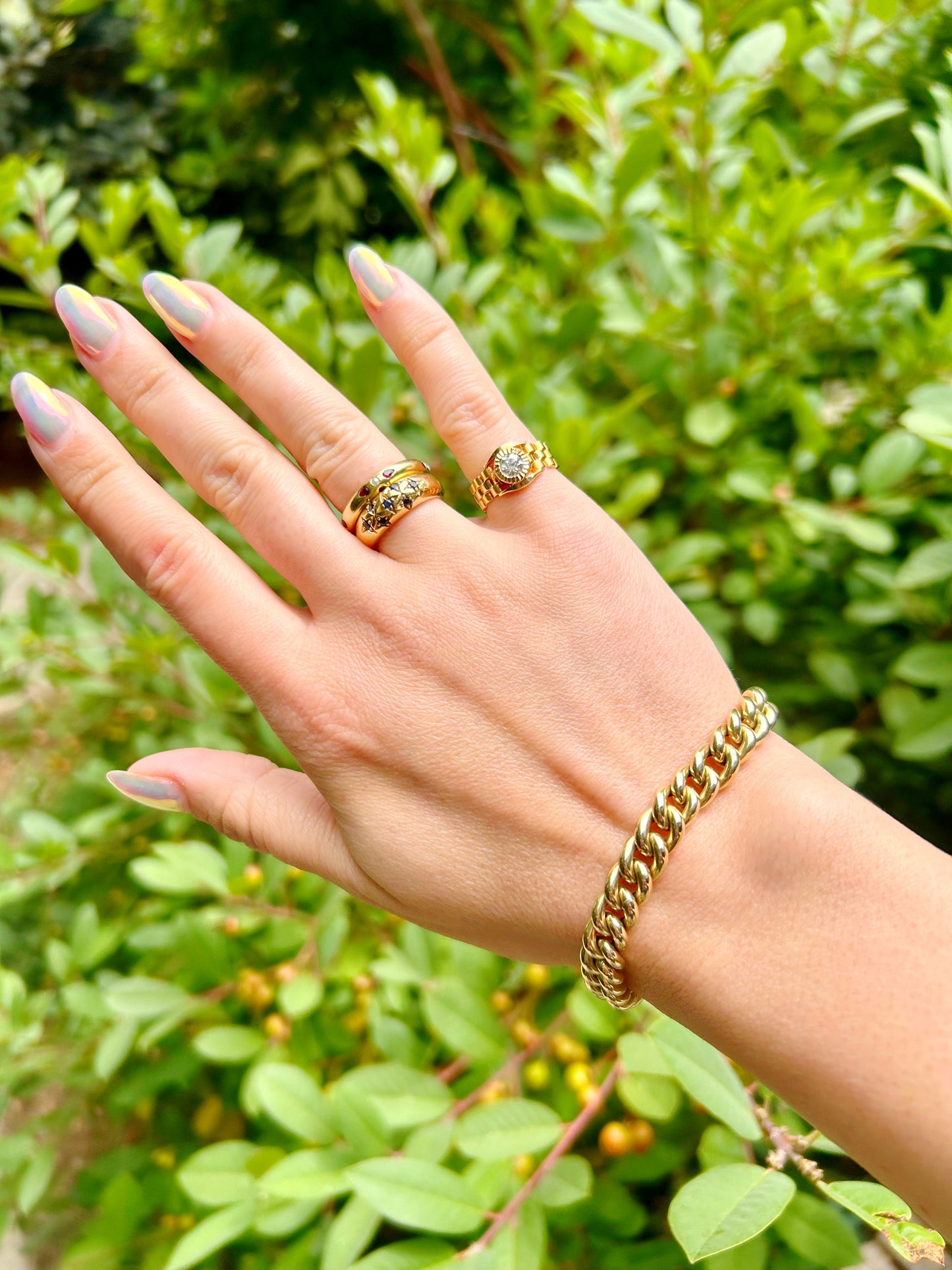 Vintage Semi Hollow Curb Bracelet - 7.25”