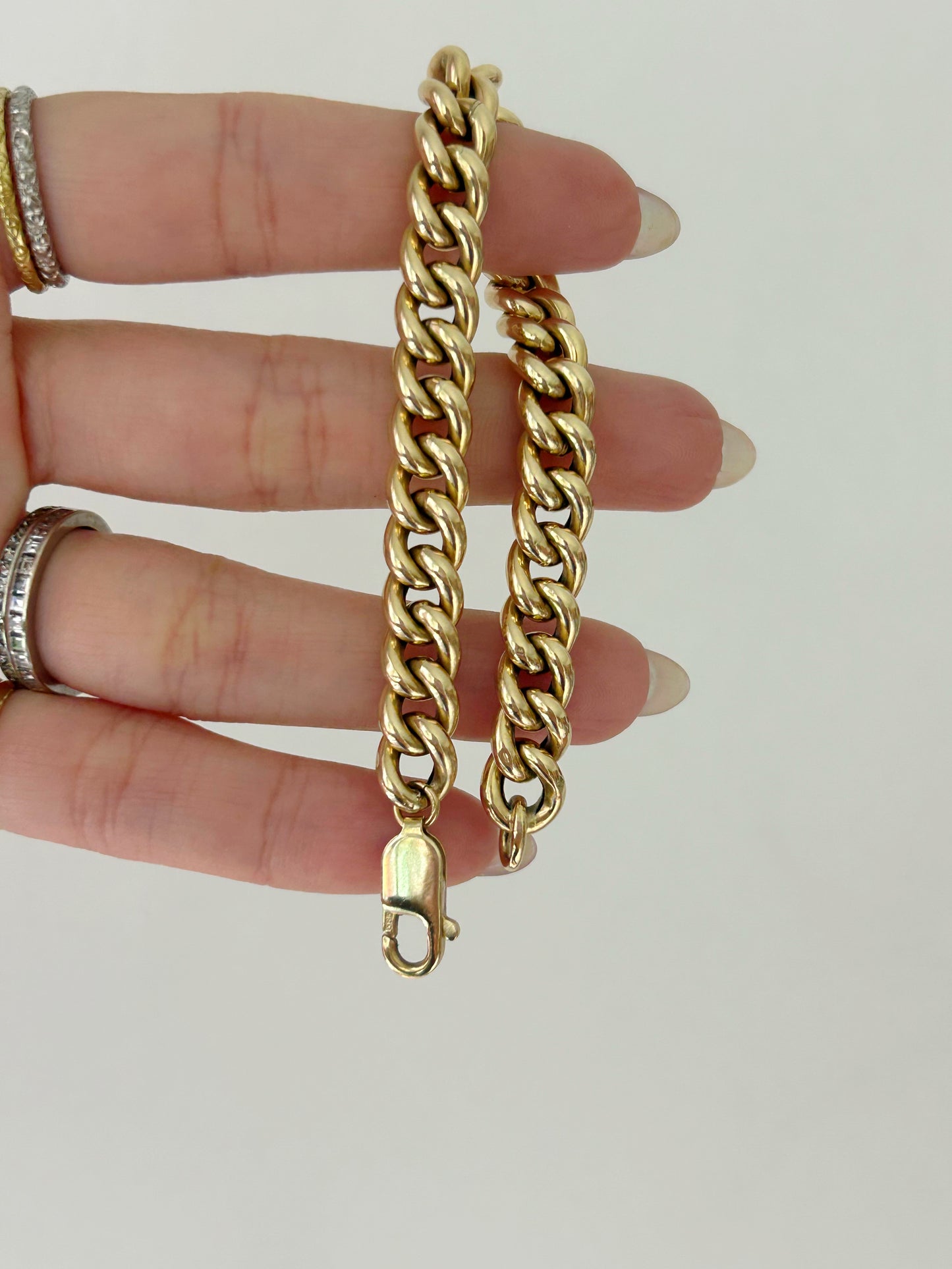 Vintage Semi Hollow Curb Bracelet - 7.25”