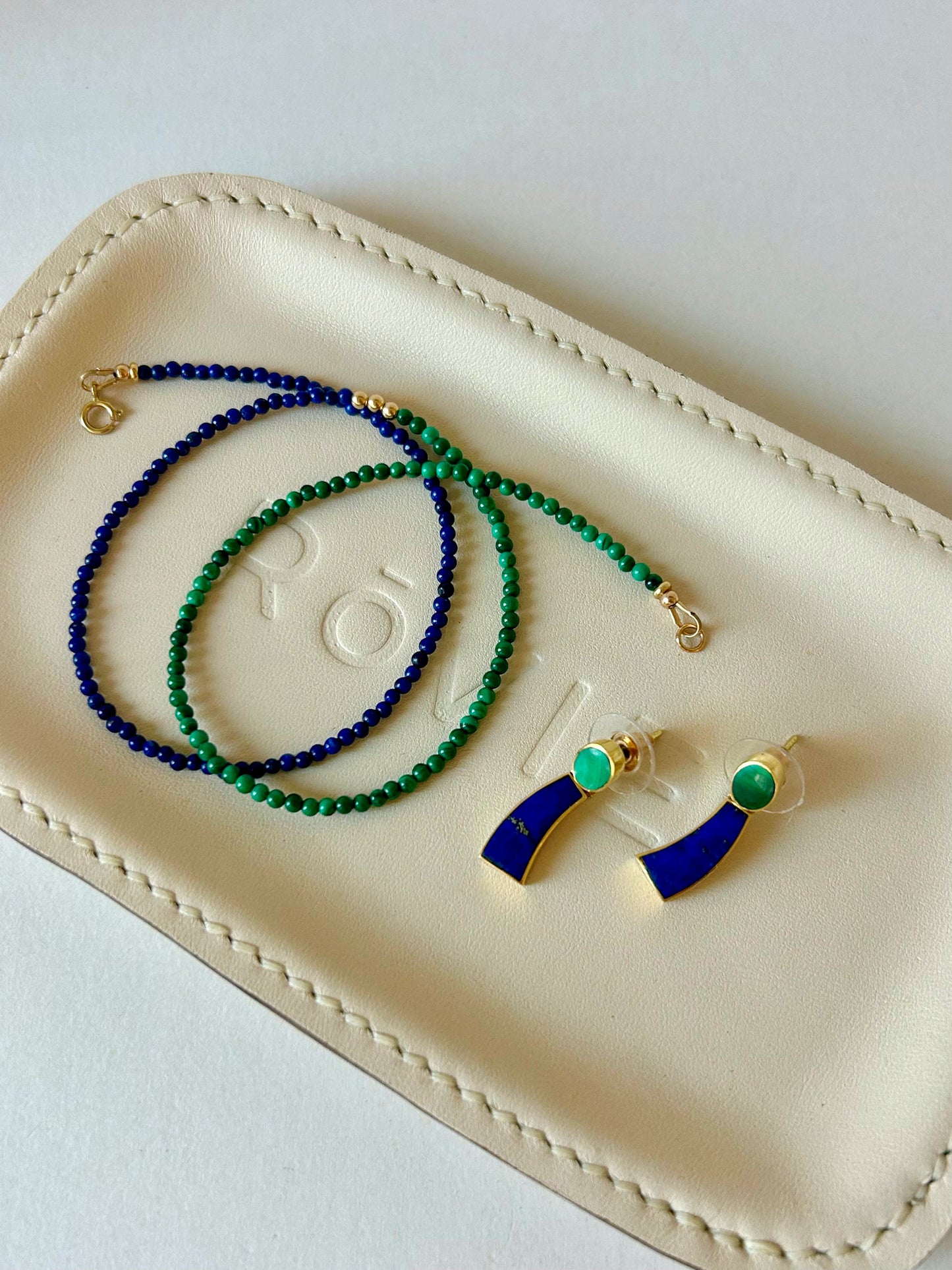 Bundle Deal: 18k Lapis & Malachite Earrings + 14k Necklace