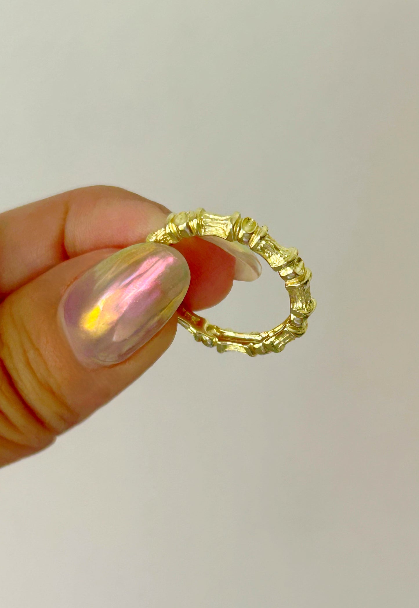 Vintage 18k Bamboo Ring - Sz 6.25
