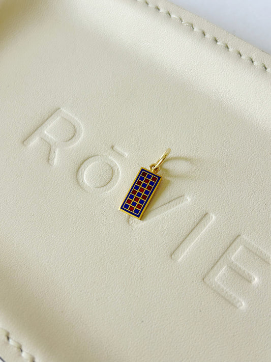 Vintage 14k Enamel Checkered Pin Conversion Charm