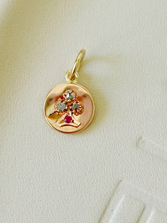 18k French Antique Clover Stickpin Conversion Charm