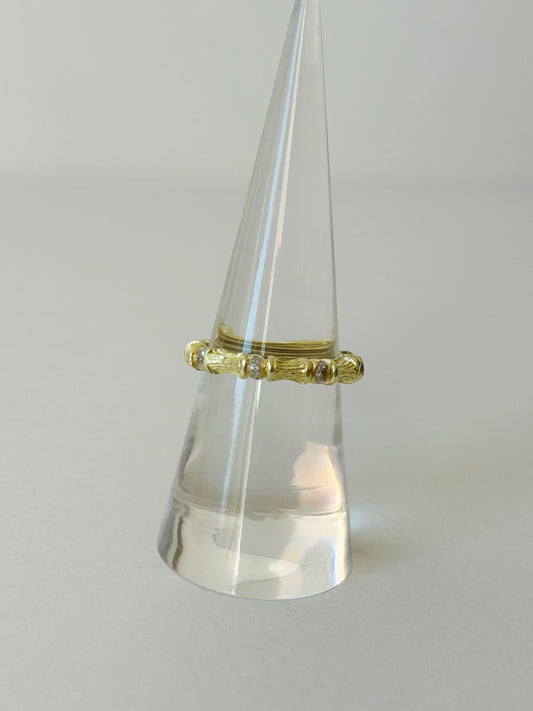 Vintage 18k Bamboo Ring - Sz 6.25