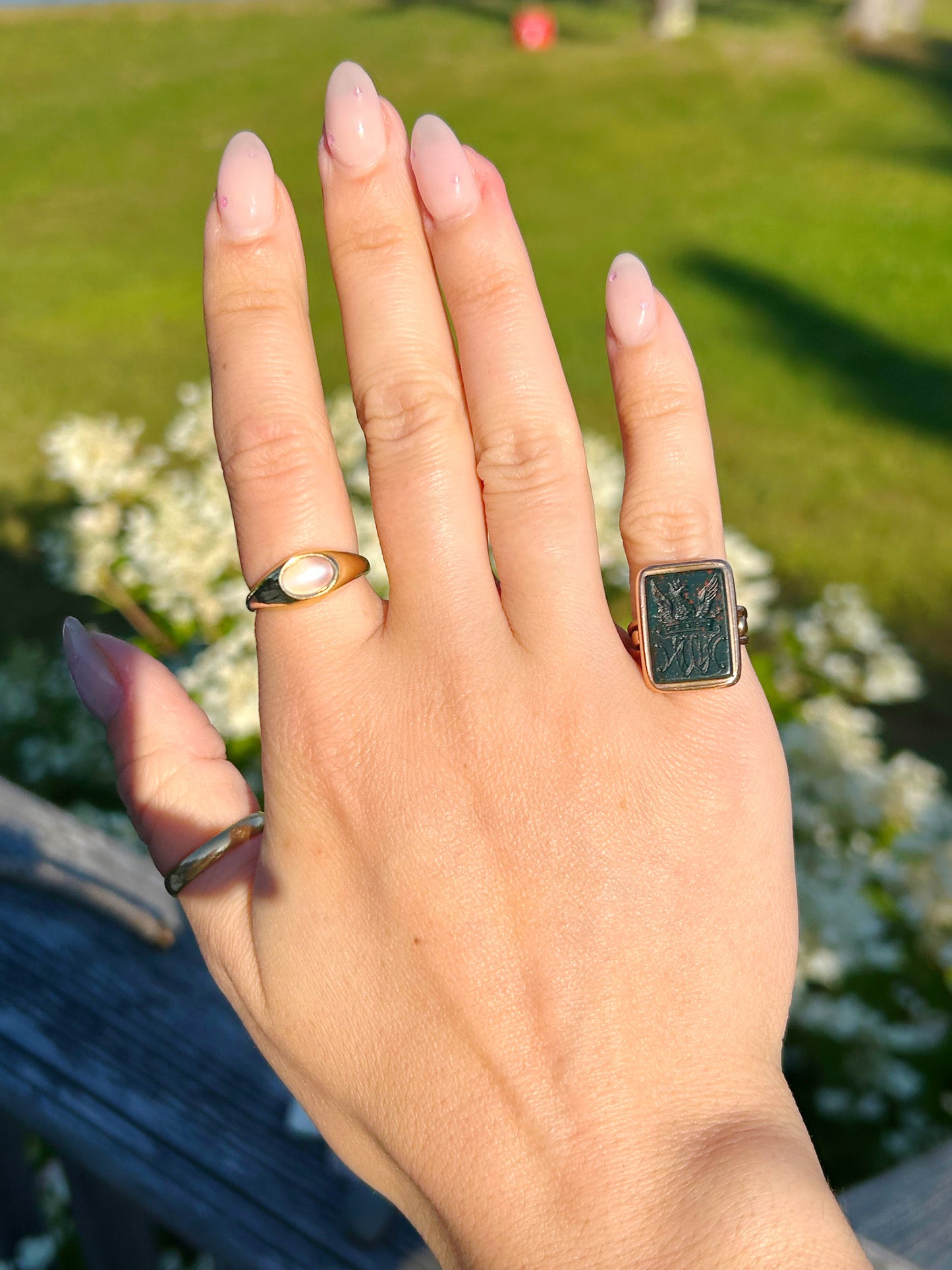 Antique Victorian 14k Bloodstone Signet Ring - Sz 5