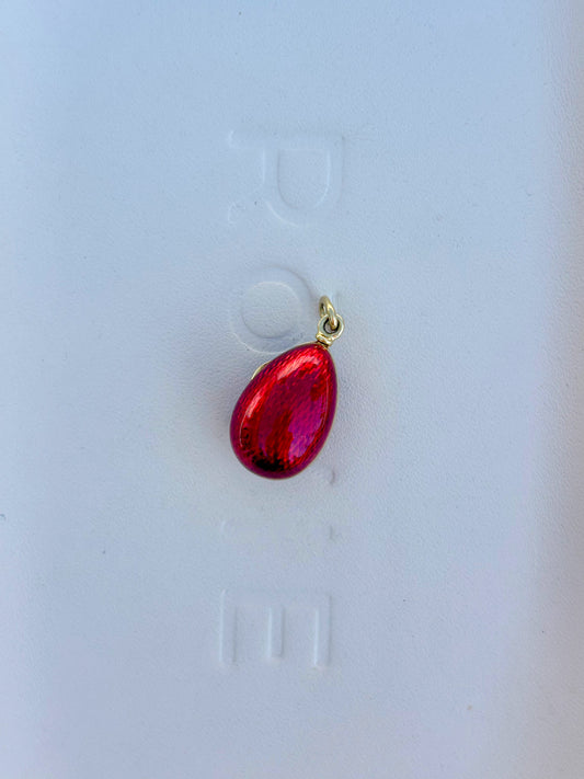 Vintage 18k Red Guilloche Egg Locket