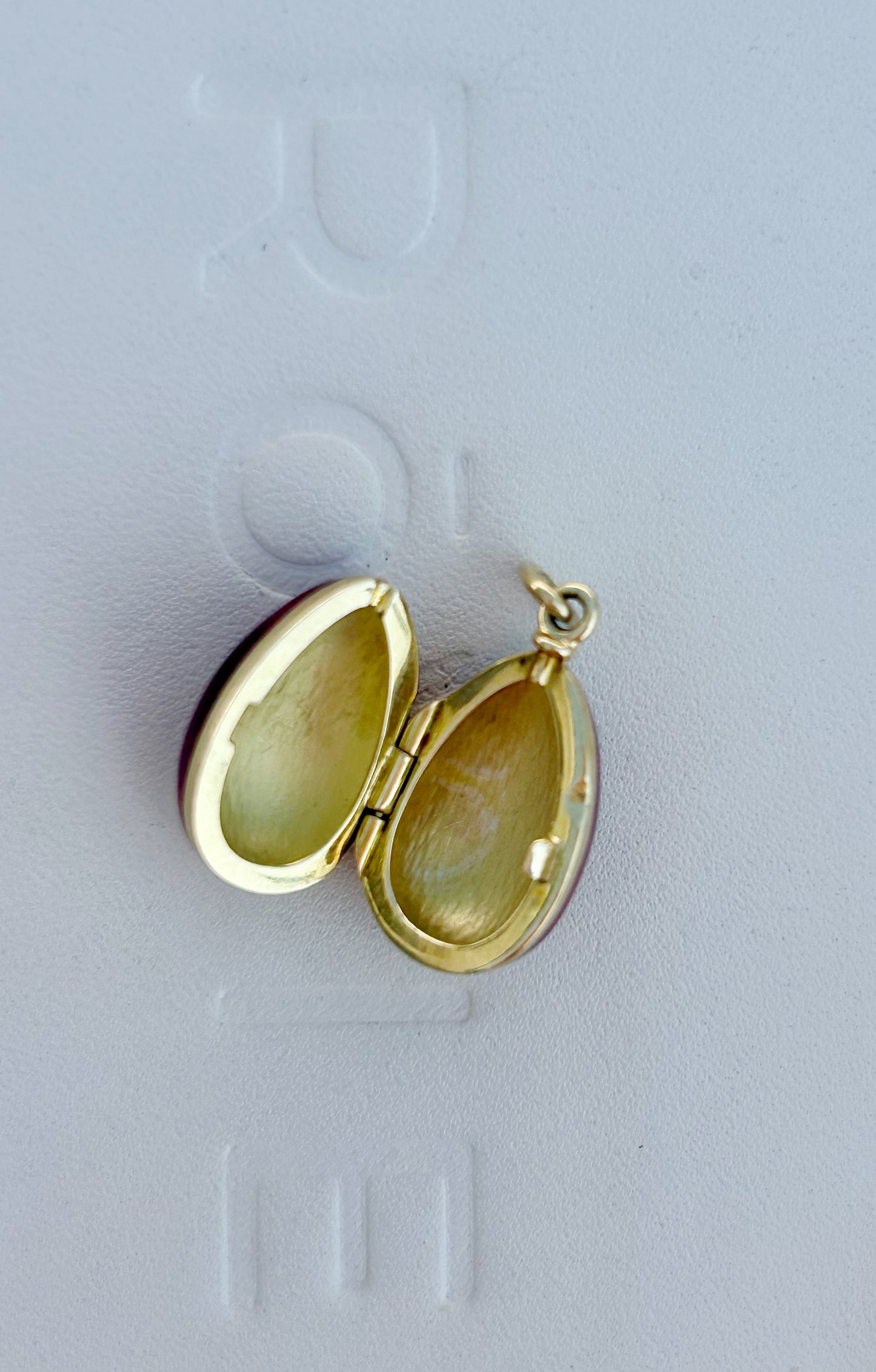 Vintage 18k Red Guilloche Egg Locket