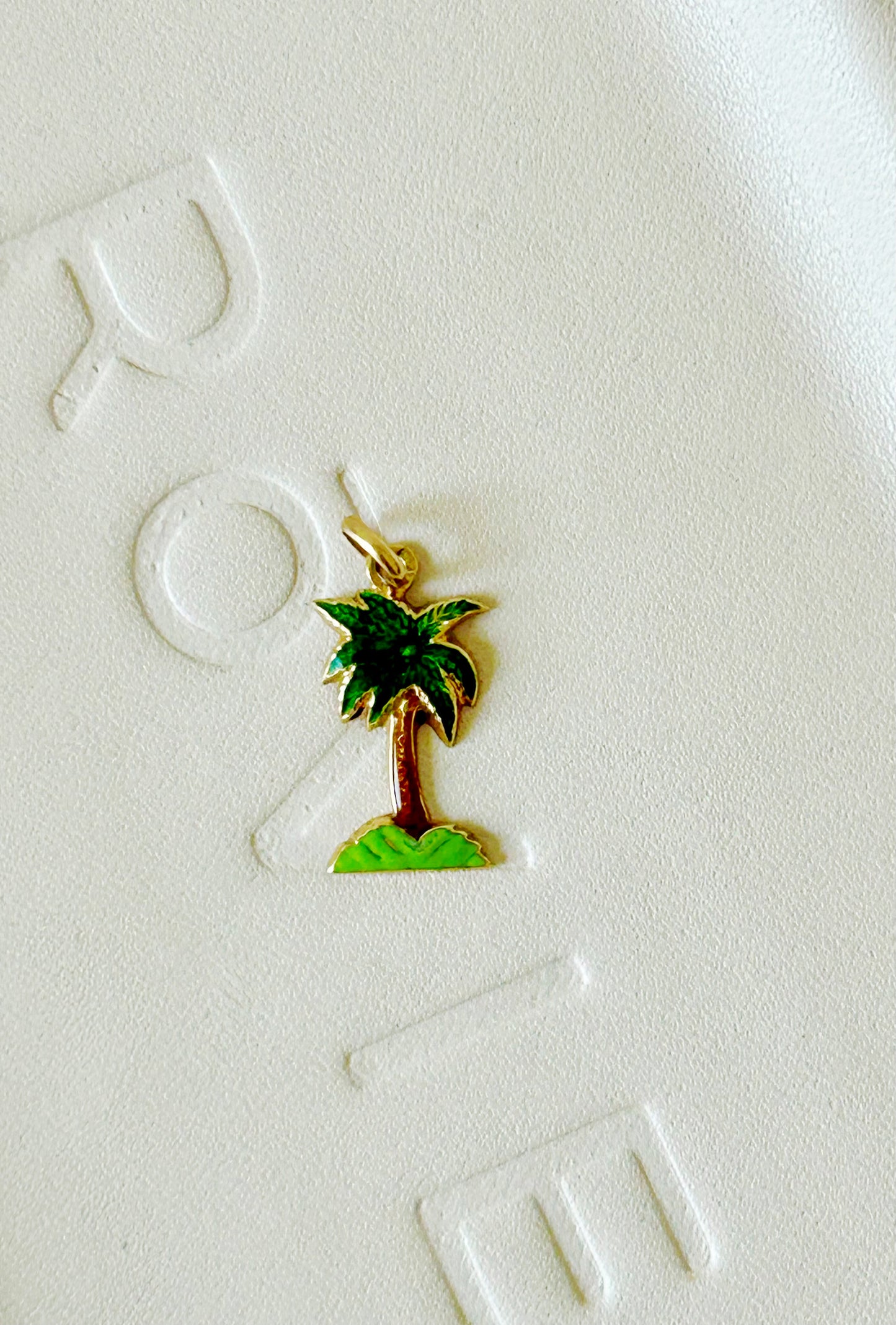 Vintage 14k Enamel Palm Tree Charm