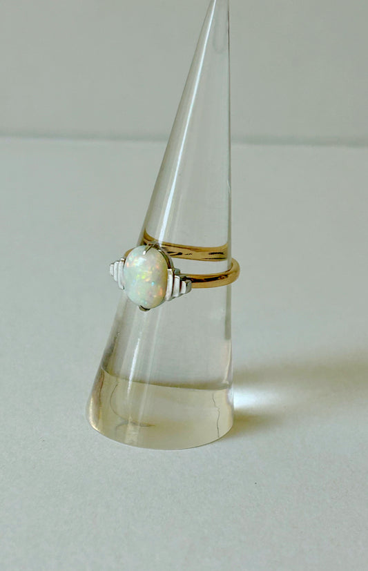 Antique 14k Art Deco Opal Conversion Ring Sz 5.75