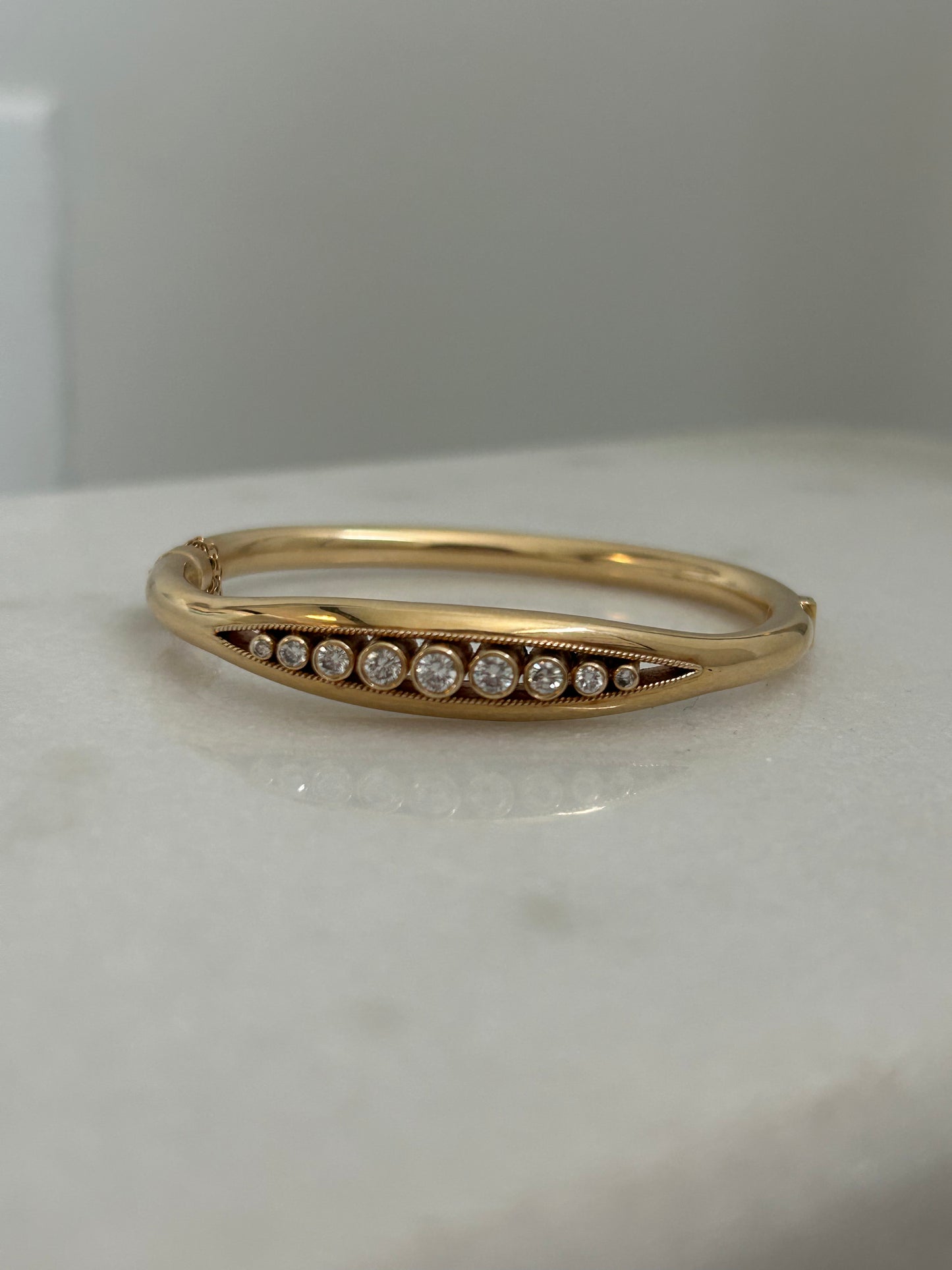 Vintage 14K Diamond Bangle Bracelet