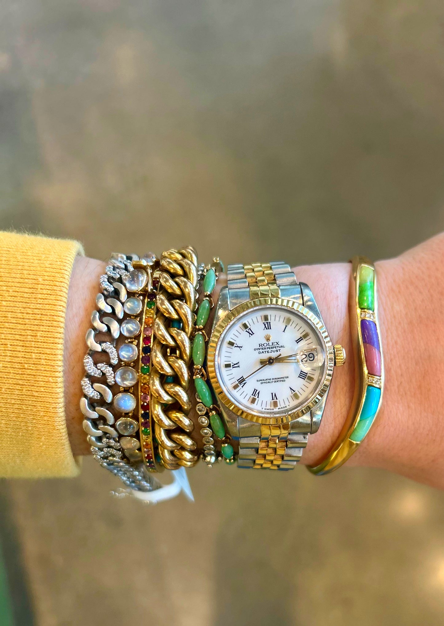 Vintage 18K & 14k White Gold Diamond Curb Bracelet