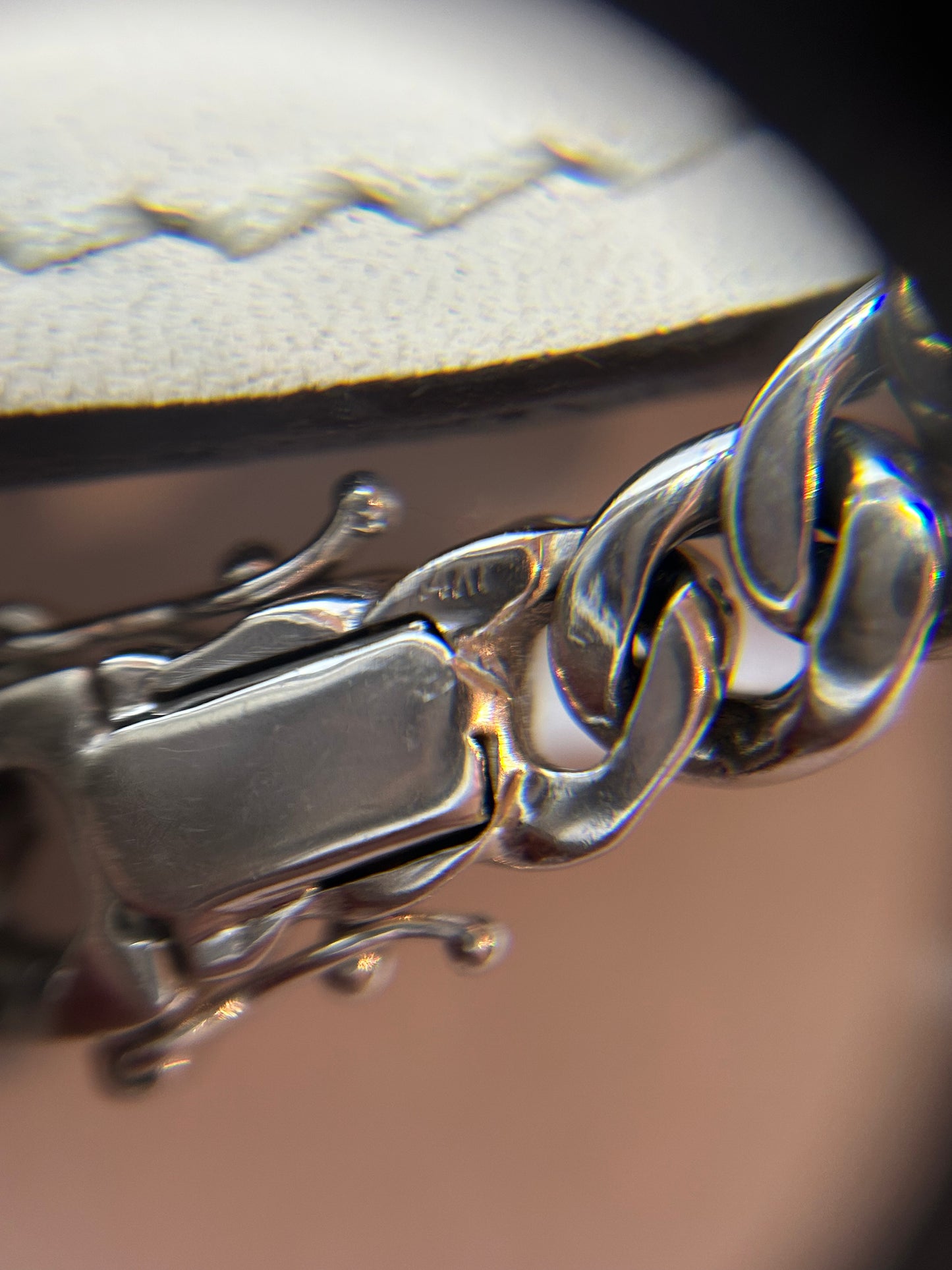 Vintage 18K & 14k White Gold Diamond Curb Bracelet