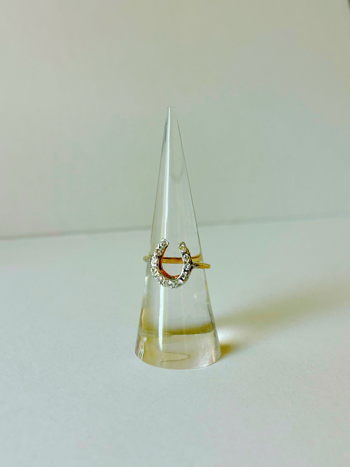 Vintage 14k White and Yellow Gold 0.50ctw Diamond Horseshoe Ring - Sz 6