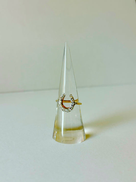 Vintage 14k White and Yellow Gold 0.50ctw Diamond Horseshoe Ring - Sz 6