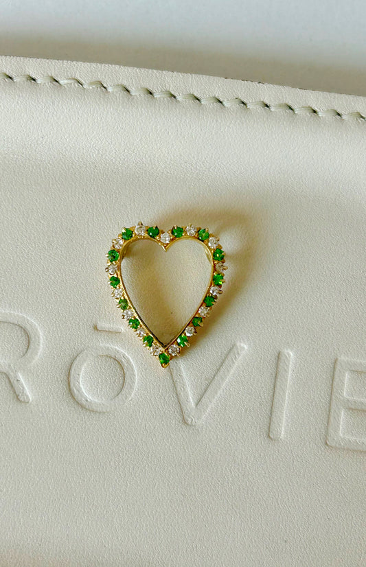 Vintage Tsavorite Garnet & Diamond Heart Pendant