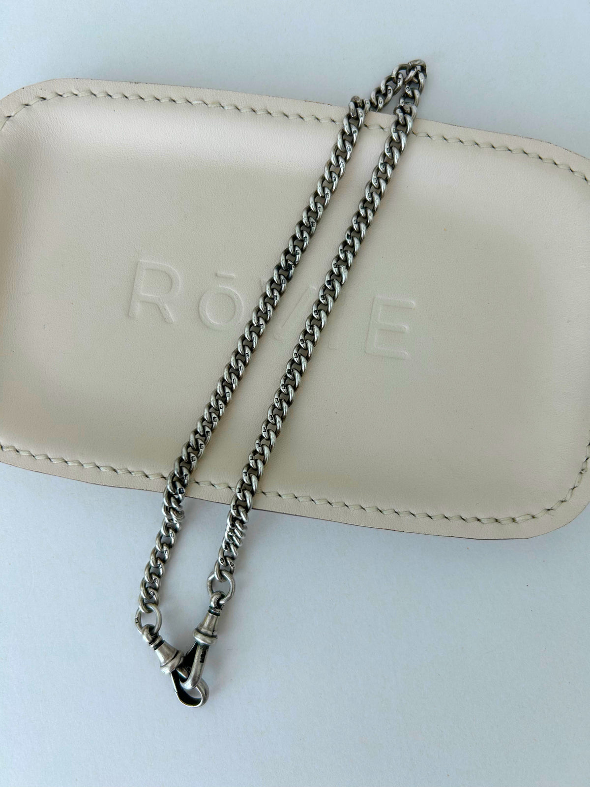 Antique Sterling Silver Double Dogclip Curb Watch Chain