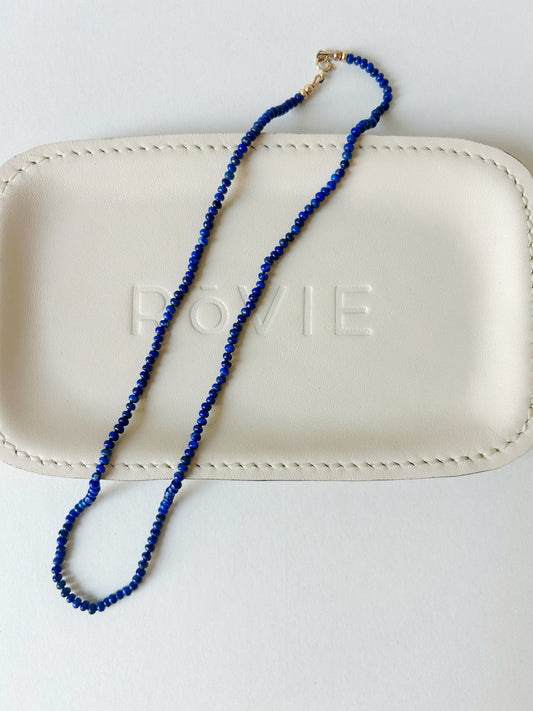 14k Silk Knotted Lapis Lazuli Necklace - 16.5” Long