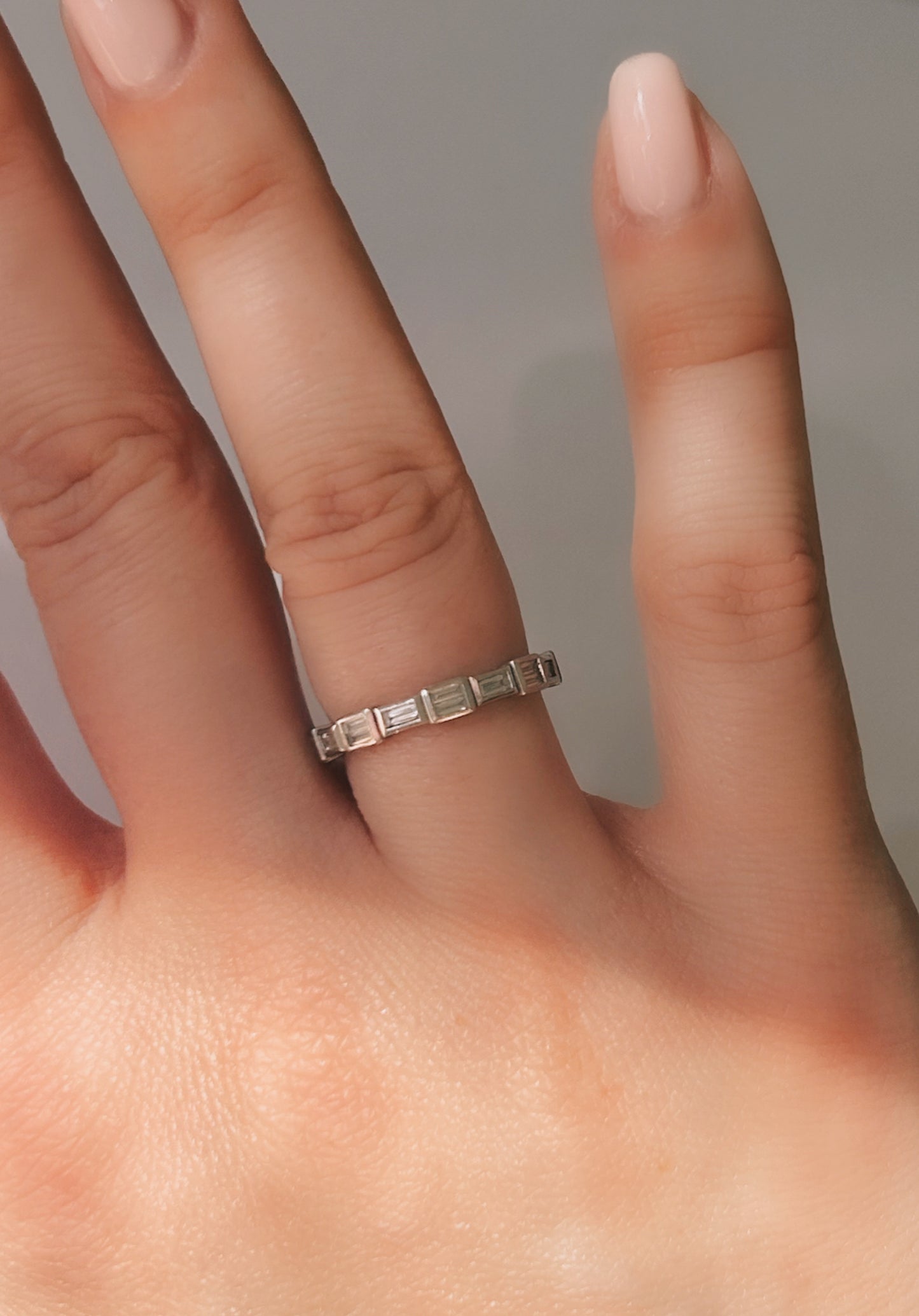 Vintage Platinum Baguette Diamond Eternity Ring Sz. 5.5