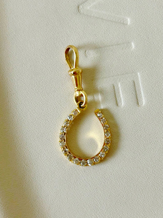 14k Antique Swiss Cut & OMC Horseshoe Pendant