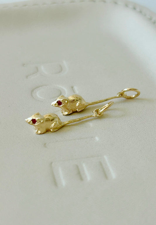 Rovie Made 14k Ruby Jewel Rat Charm