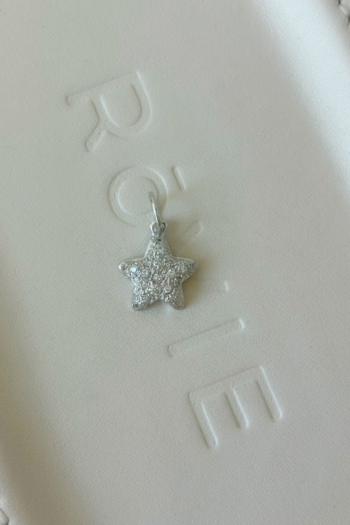 Rovie Made: 14k White Gold Diamond Puffy Star Cookie Pendant