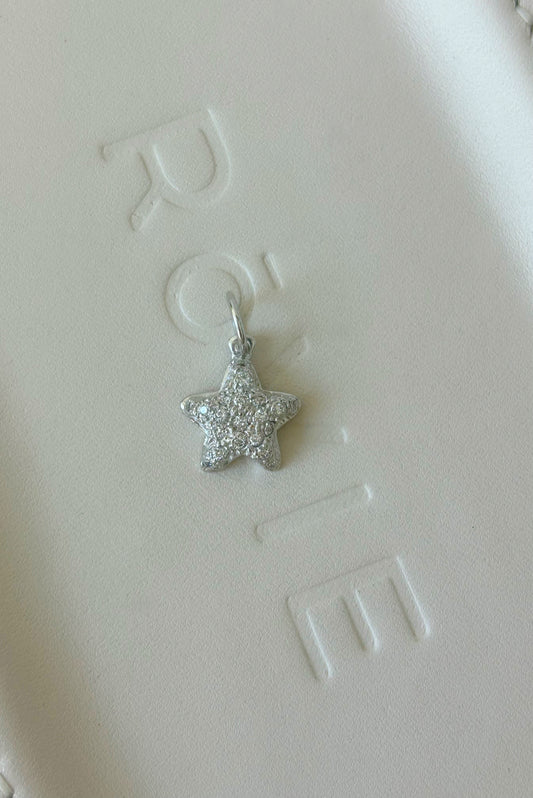 Rovie Made: 14k White Gold Diamond Puffy Star Cookie Pendant