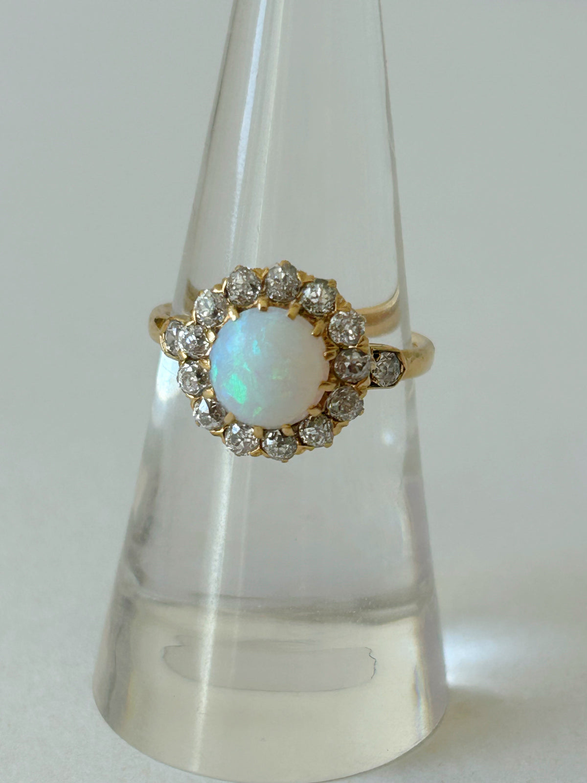 Antique Opal & OMC Diamond Ring - Sz 6.25