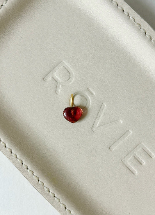 Vintage 14k Heart Carved Tourmaline Charm