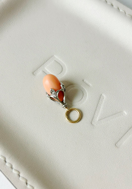 Antique Art Deco 14k Two Tone Coral Charm