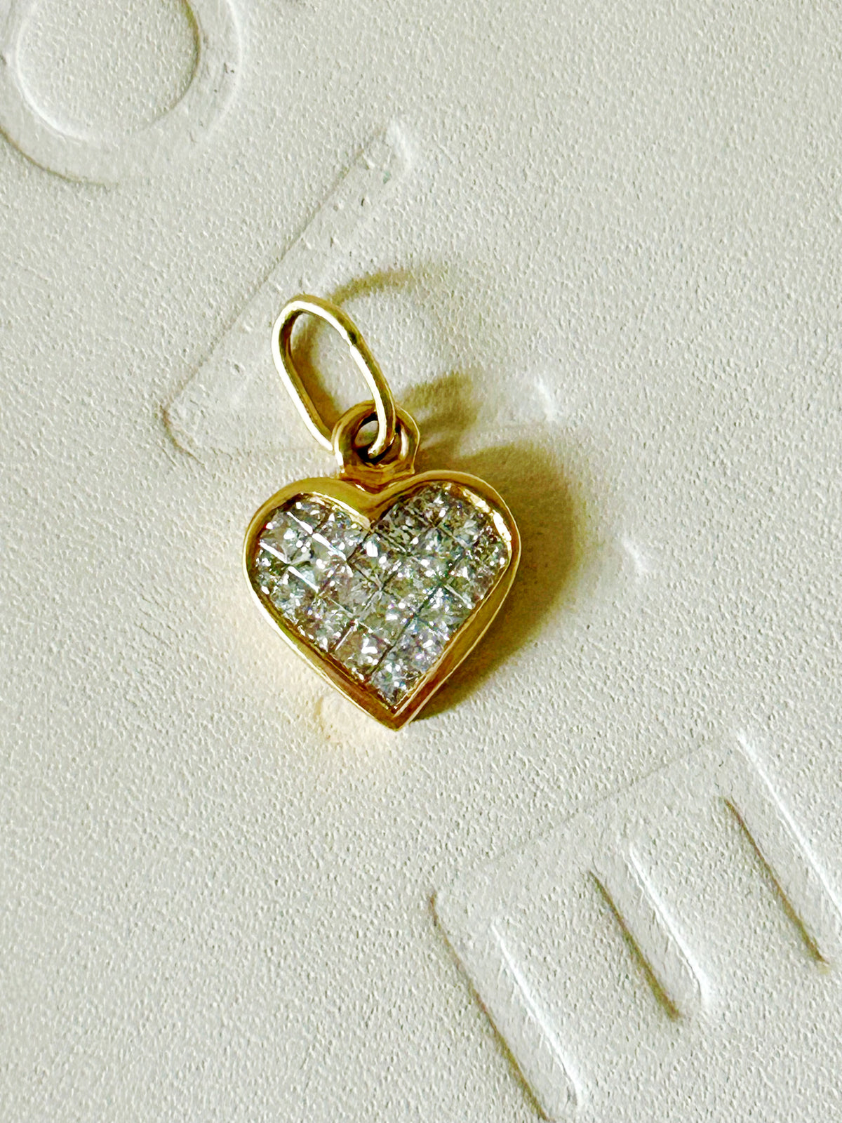 Vintage 14k Invisible Set Diamond Heart Charm