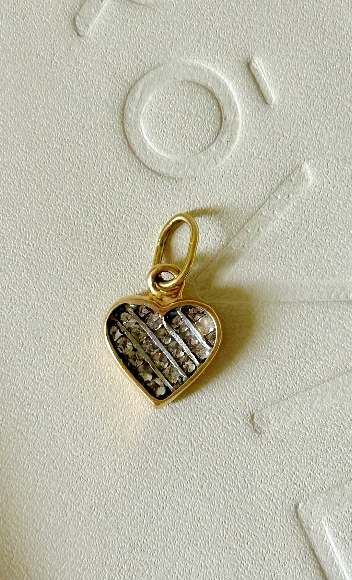 Vintage 14k Invisible Set Diamond Heart Charm