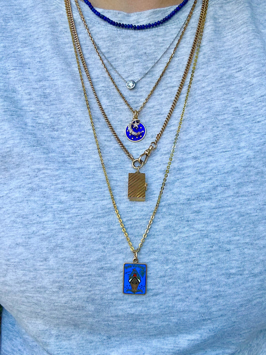 Antique 10k Crescent Moon & Star Stickpin Conversion Pendant