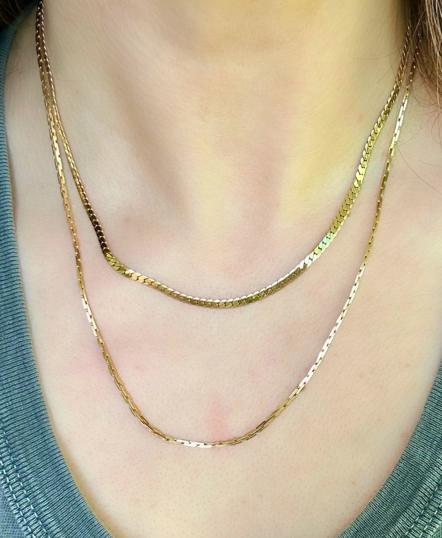 Vintage 14k Yellow Gold Tight Curb Chain - 17" Long