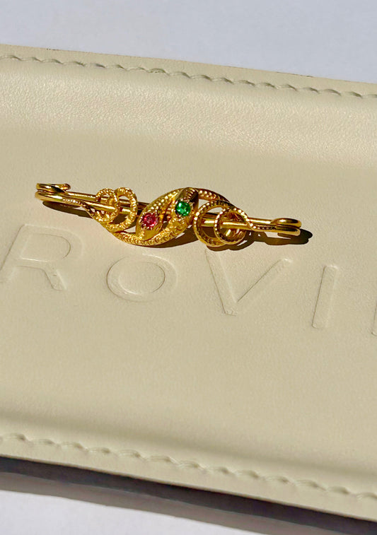 Antique 22k Double Snake Brooch