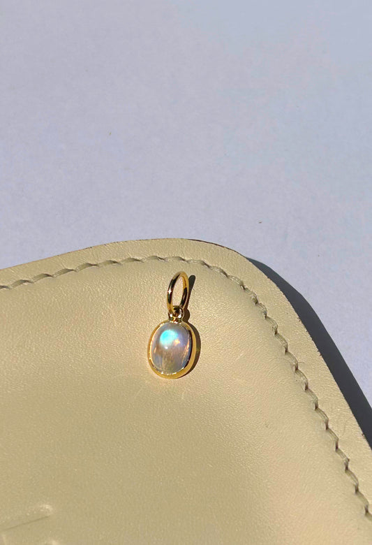 New 14k Bezel Set Moonstone Cabochon Charm