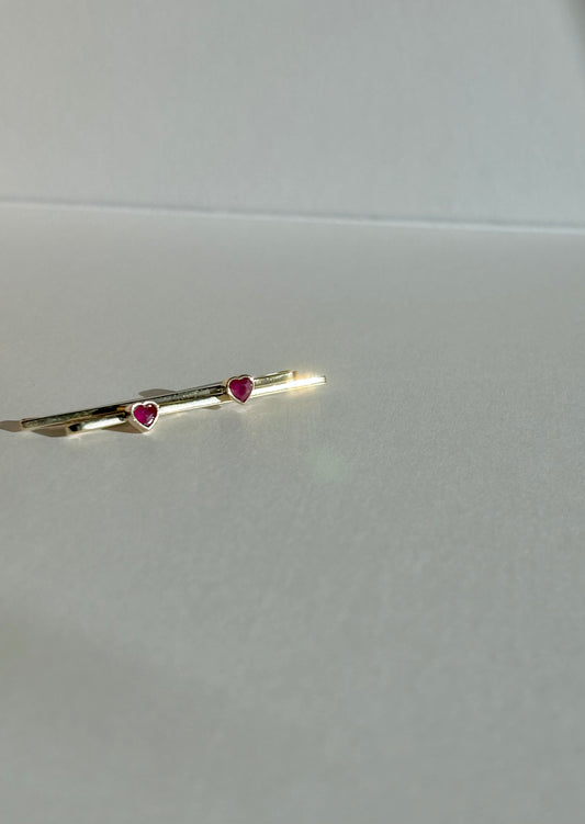 [PRE-ORDER] The Robert Pin - Natural Ruby Bezeled Hearts